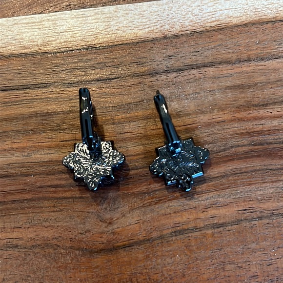 Vintage Dark Bronze with Golden Yellow and Rhinestone Diamond Earrings - Picture 3 of 5